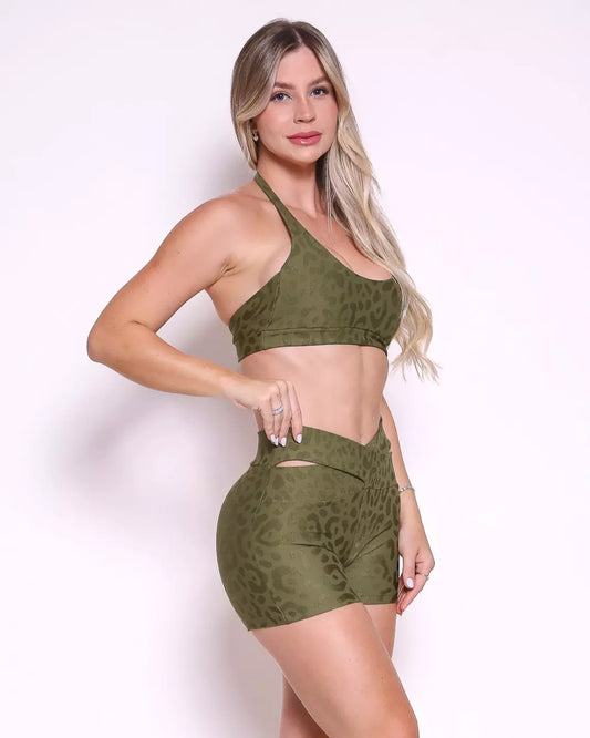 New Animal Print Set – Green | Shorts + Top