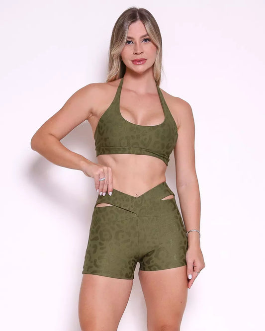 New Animal Print Set – Green | Shorts + Top